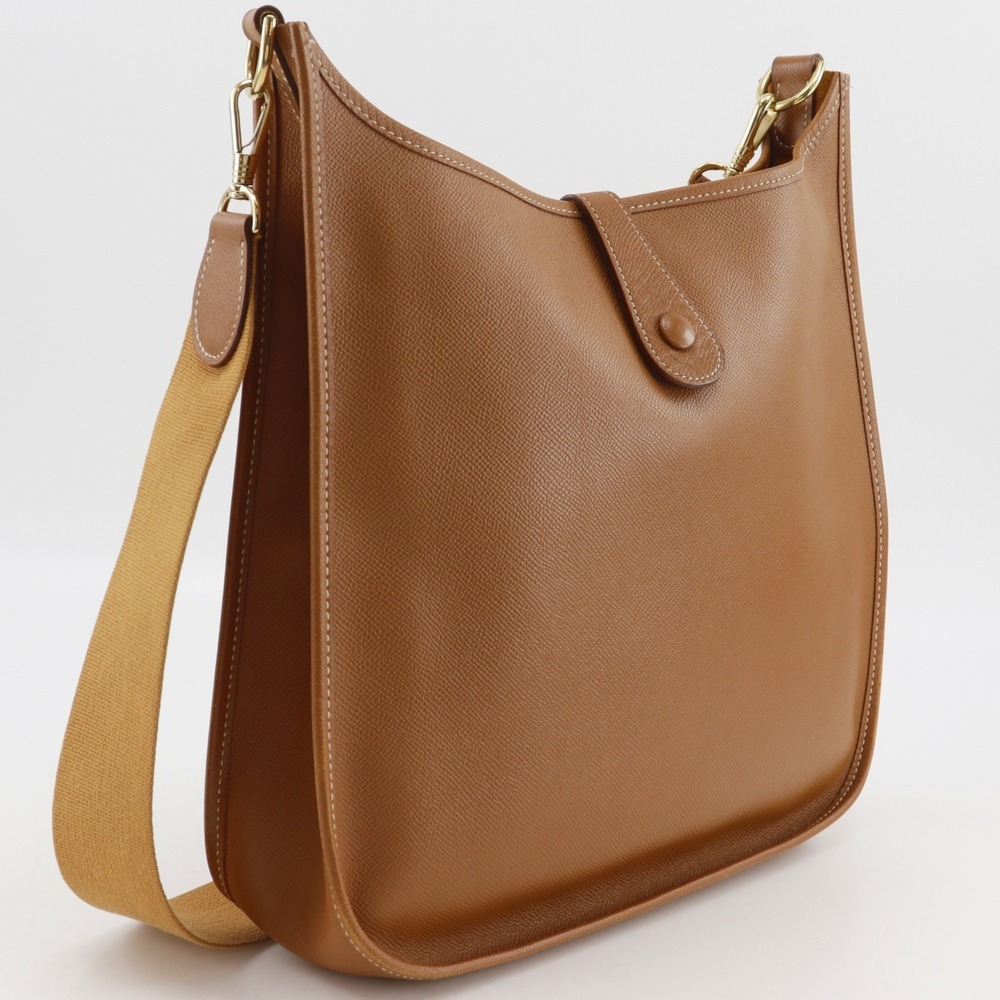 Hermes Evelyne 1 GM Shoulder Bag, Courchevel Leather, Gold, 1998 Model, Brown... - Picture 3 of 14